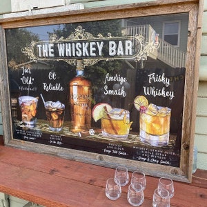 Whiskey Bar Sign, Cigar Bar sign, Whiskey and Cigar Bar sign, Bourbon Bar Sign, Wedding Signature Drinks, Whiskey Bar Menu, Cocktail Bar image 2
