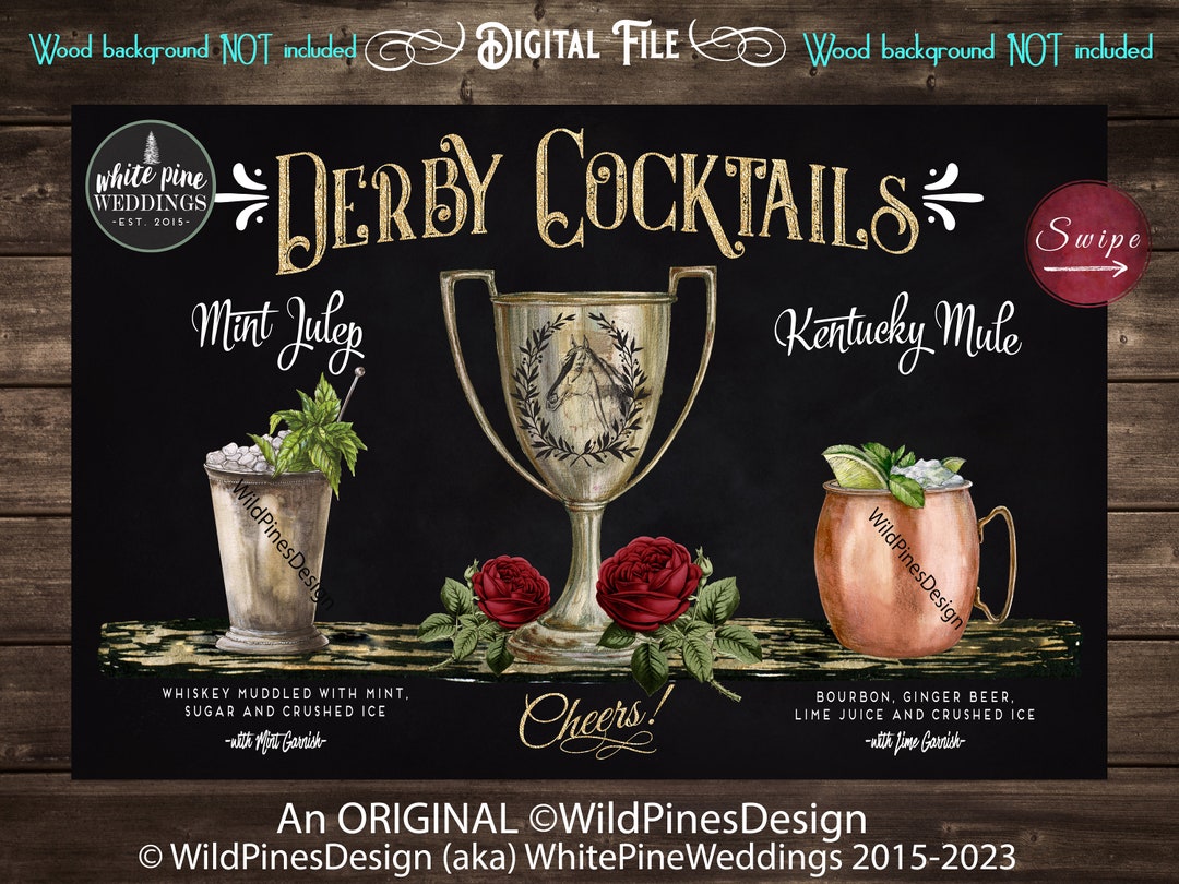 Kentucky Derby Signature Drinks Printable, Derby Drinks, Mint Julep
