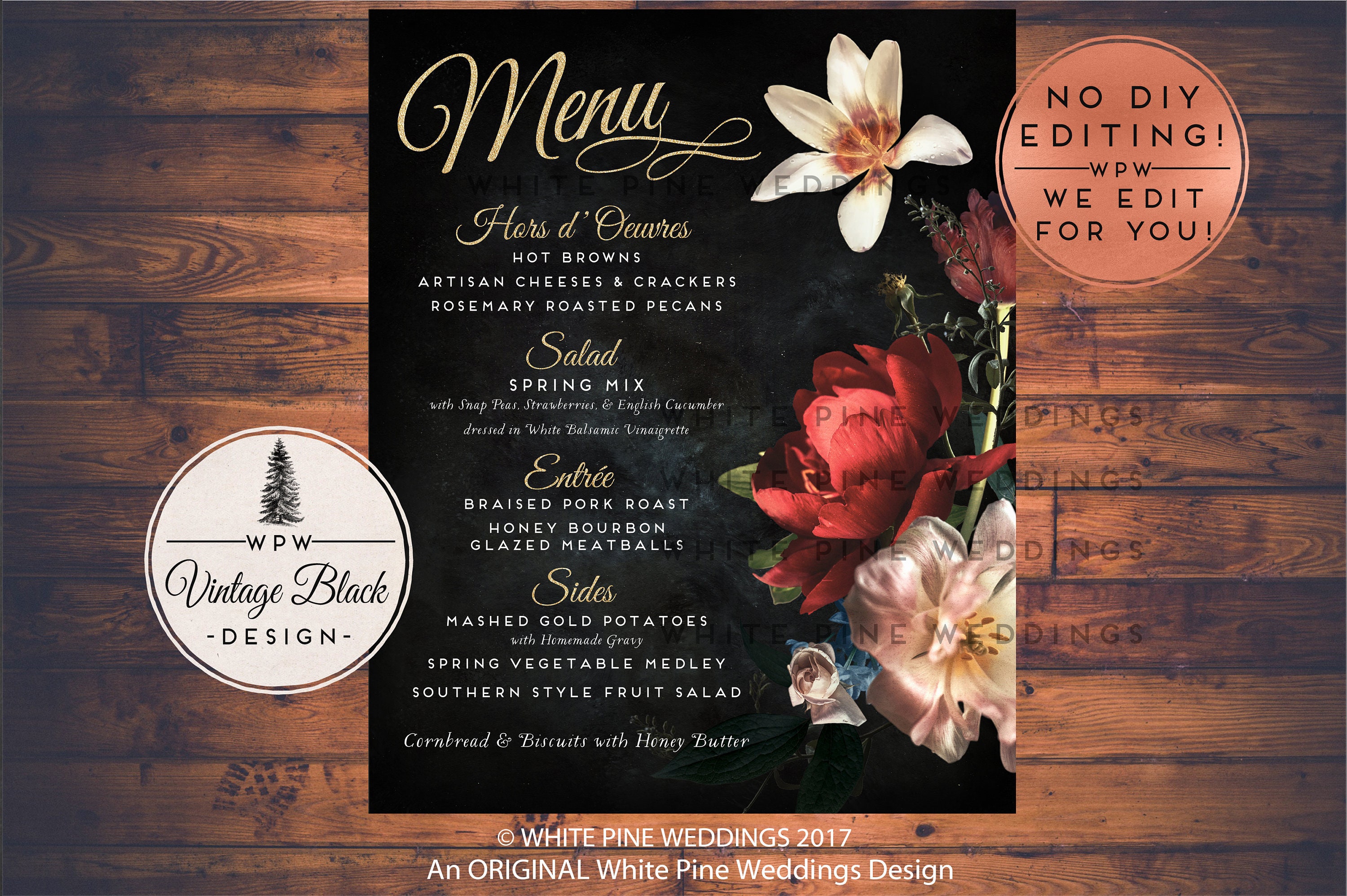Wedding Dinner Menu Wedding Menu Cards Wedding Reception Etsy