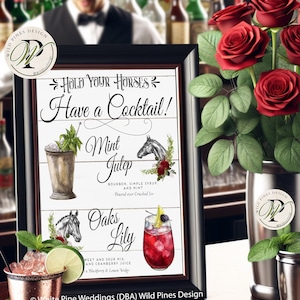 Kentucky Derby Drink Sign, Mint Julep, Oaks Lily Drink, Kentucky Derby Cocktails, Kentucky Derby Party, Derby Bar Menu, Kentucky Derby Decor