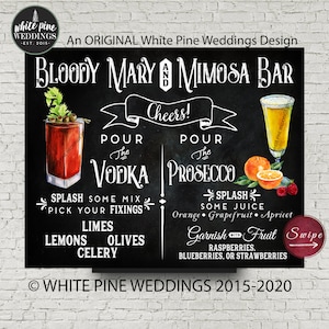 Bloody Mary Mimosa Bar Sign Printable, Mimosa Brunch, Easter Brunch, Mimosa Bridal Shower, Bloody Mary Bar, Shower Brunch, Signature Drinks
