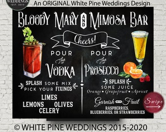 Bloody Mary Mimosa Bar Sign Printable, Mimosa Brunch, Signature Drinks, Mimosa Bridal Shower, Bloody Mary Bar, Shower Brunch, Chalkboard