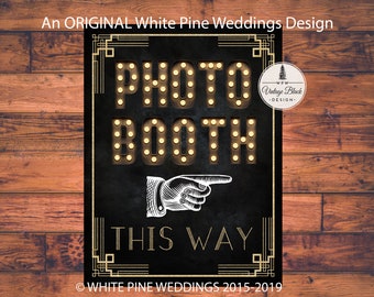 Art Deco PHOTO BOOTH Sign, Photobooth sign, Graduation Party decor, Wedding Decorations, Great Gatsby Wedding, Vintage Photo Booth sign