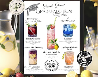 Graduation Lemonade Bar Sign, Party Decor, Drink Station, Printable, Customizable.