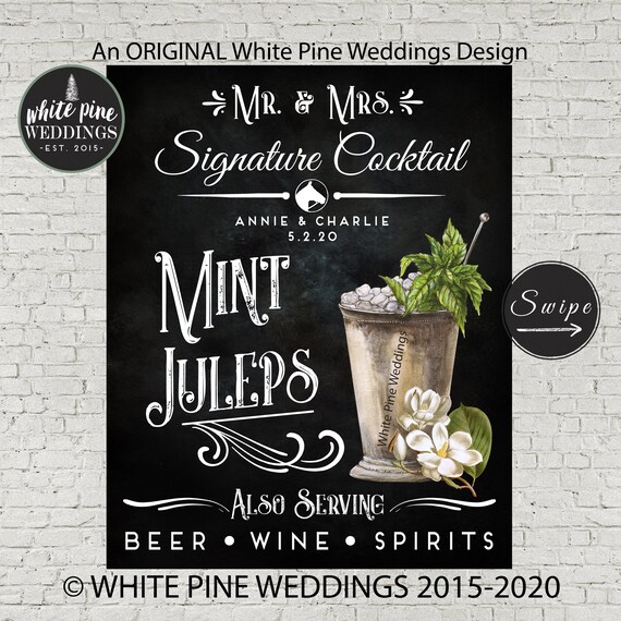 Mint Julep Derby Signature Drink Printable Derby Bar Menu Etsy