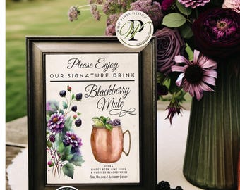 Signature Drink Wedding, Blackberry Moscow Mule, Bar Menu, Engagement, Blackberry Bramble, Mulberry, Purple, Plum