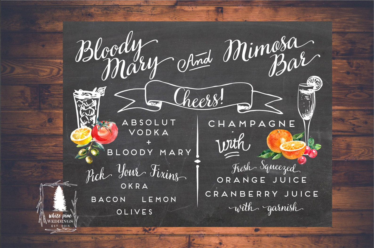 PRINTABLE Bloody Mary Mimosa Bar sign Mimosa Brunch Sign Etsy