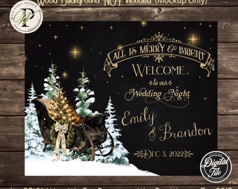 Christmas Wedding Welcome Printable Sign, Winter Welcome Sign, Evergreen, Pine Trees, Rustic Christmas, Holiday Sign