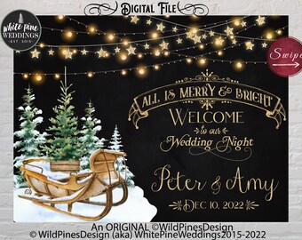 Christmas Wedding Welcome Printable Sign, Winter Welcome Sign, White Christmas Wedding, Evergreen, Pine Tree, Rustic Christmas, Holiday Sign