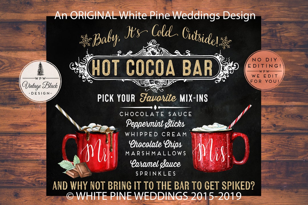 Hot Cocoa Bar Menu Printable, Hot Chocolate Bar, Christmas Wedding