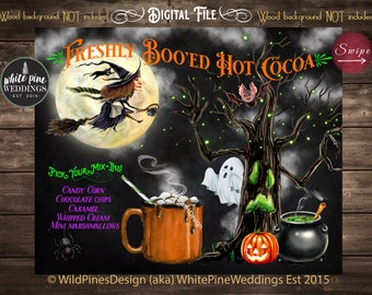 Halloween Hot Cocoa Sign Printable, Kids Halloween Party, Hot Chocolate Bar, Spooky Fun Halloween, Halloween Jack O Lantern Pumpkin, Spiders