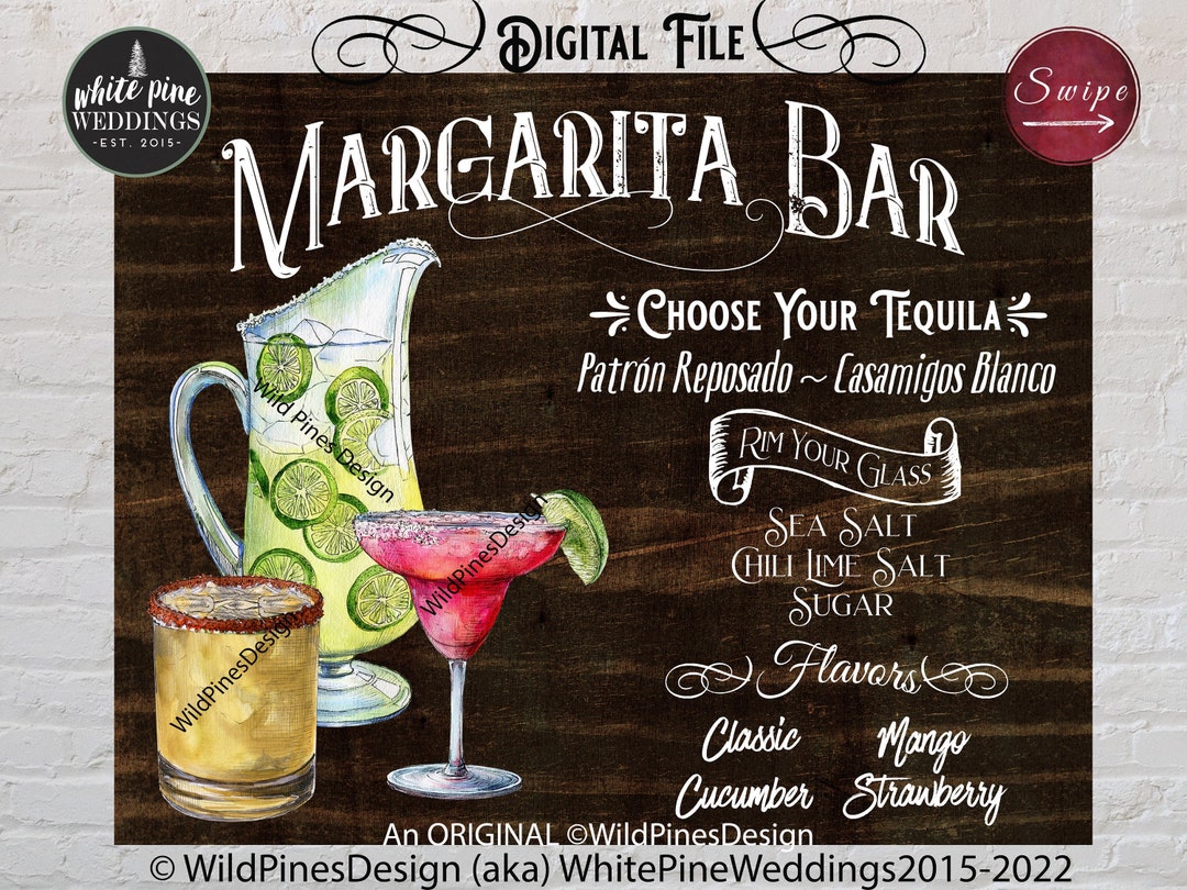 Margarita Bar Sign Printable, Wedding Margarita Bar Menu, Cinco De Mayo