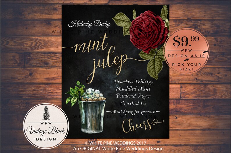 Mint Julep Drink Sign Kentucky Derby Drink Sign Mint Julep Etsy