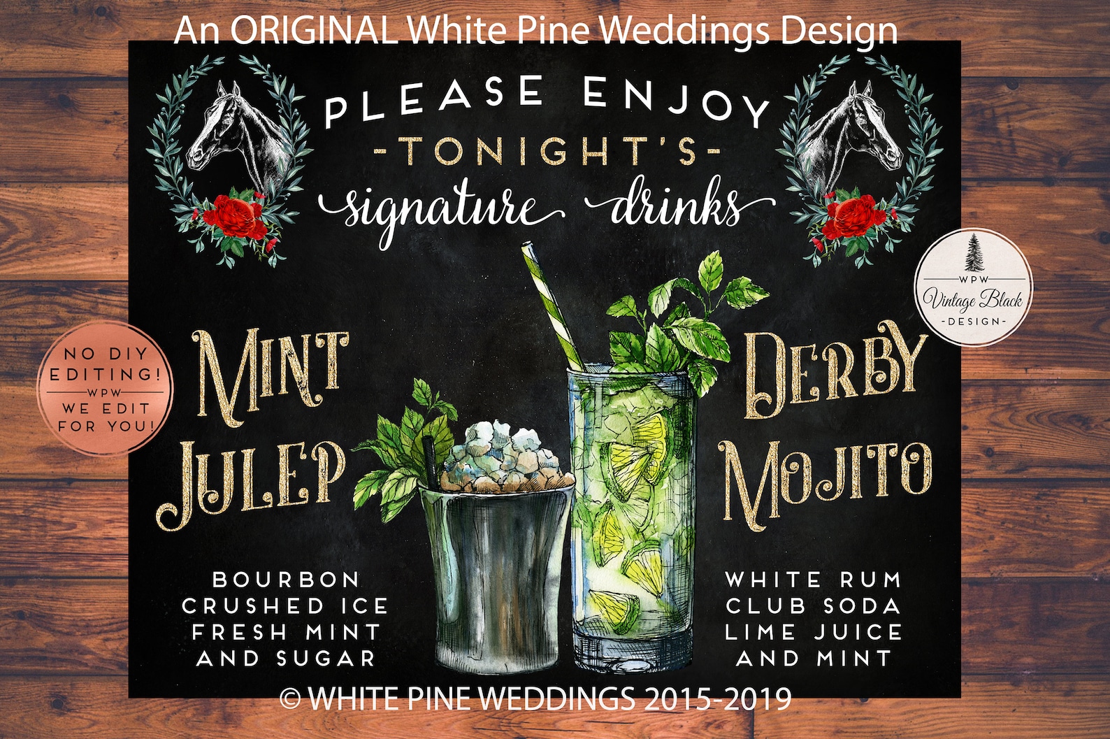 Kentucky Derby Drink Sign Derby Bar Menu Mint Julep Etsy