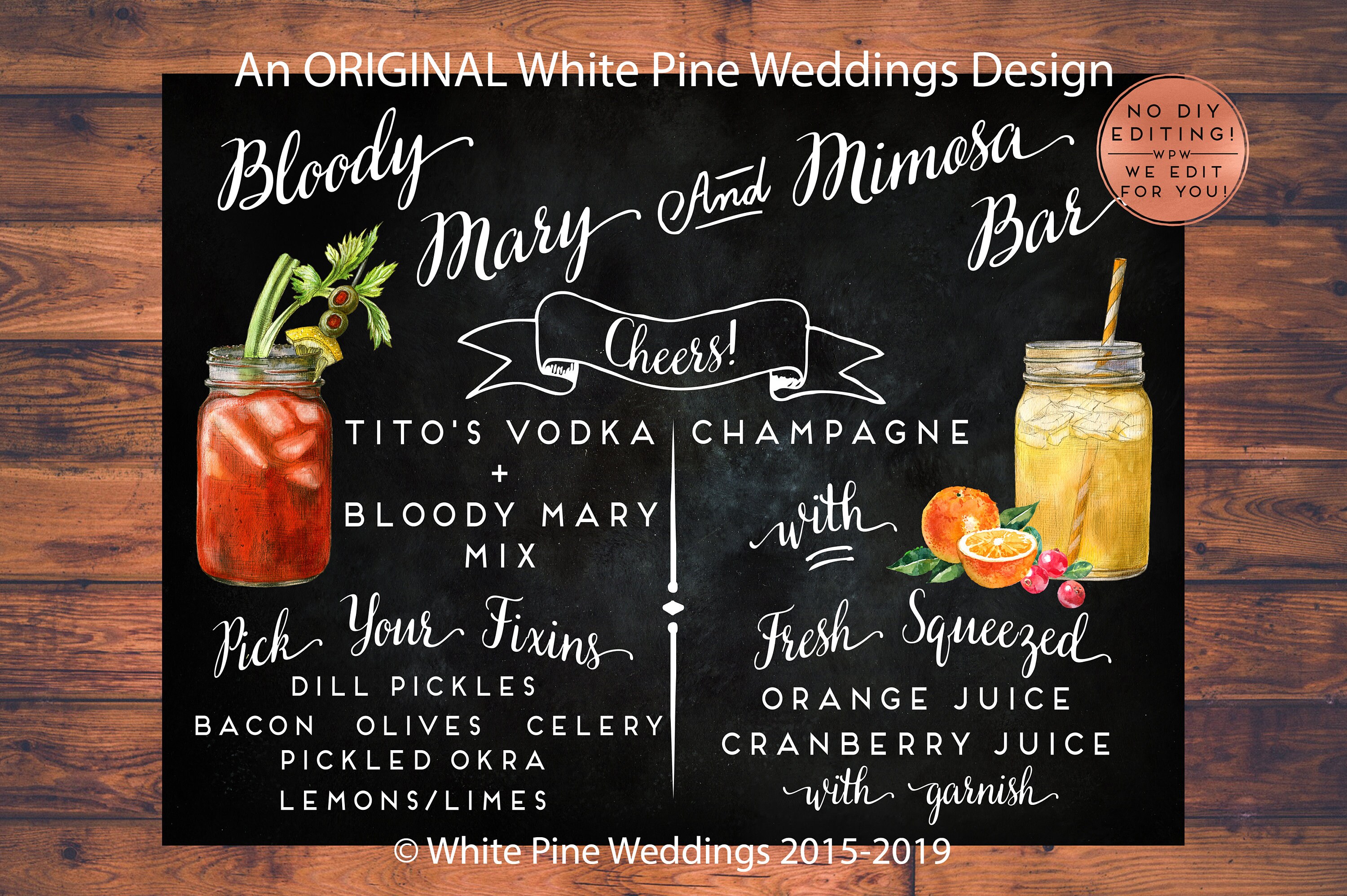 Bloody Mary and Mimosa Bar sign Mimosa Brunch Sign Etsy