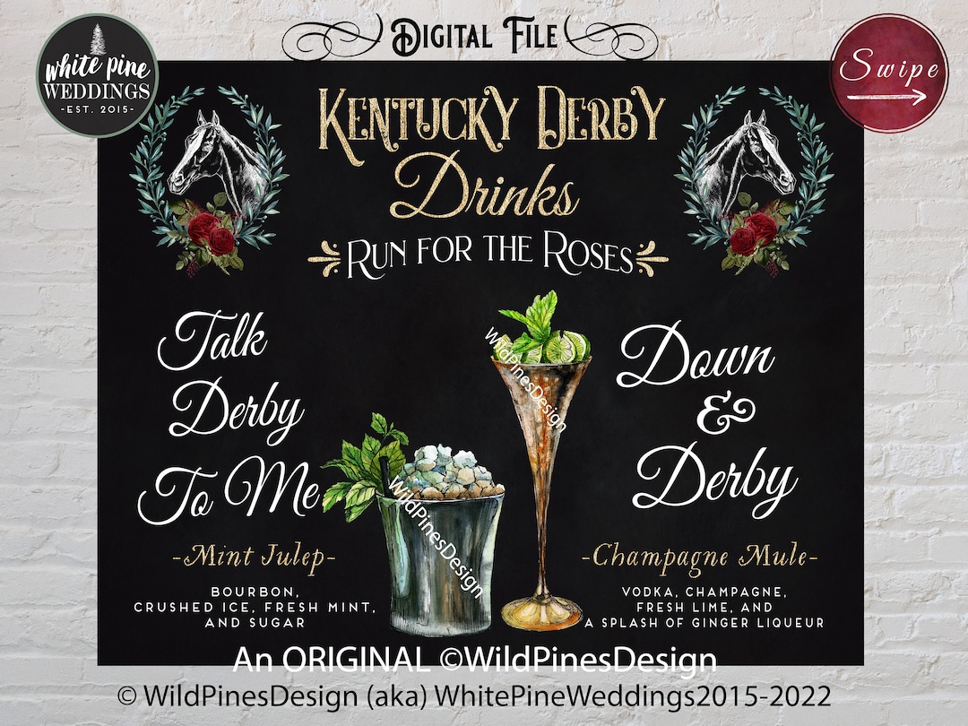 Printable Kentucky Derby Drink Sign, Kentucky Derby Cocktails, Mint ...