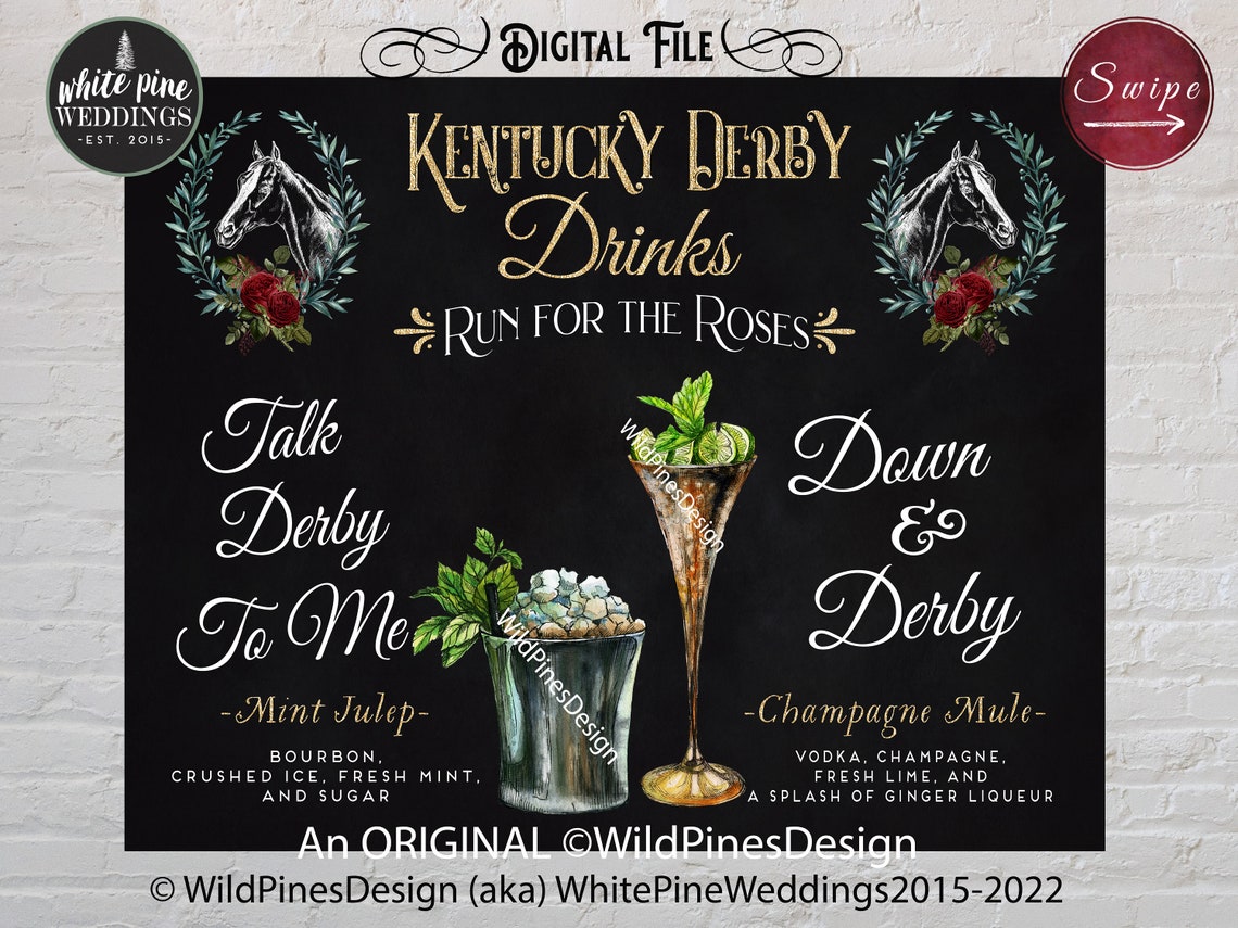 Printable Kentucky Derby Drink Sign Kentucky Derby Cocktails - Etsy