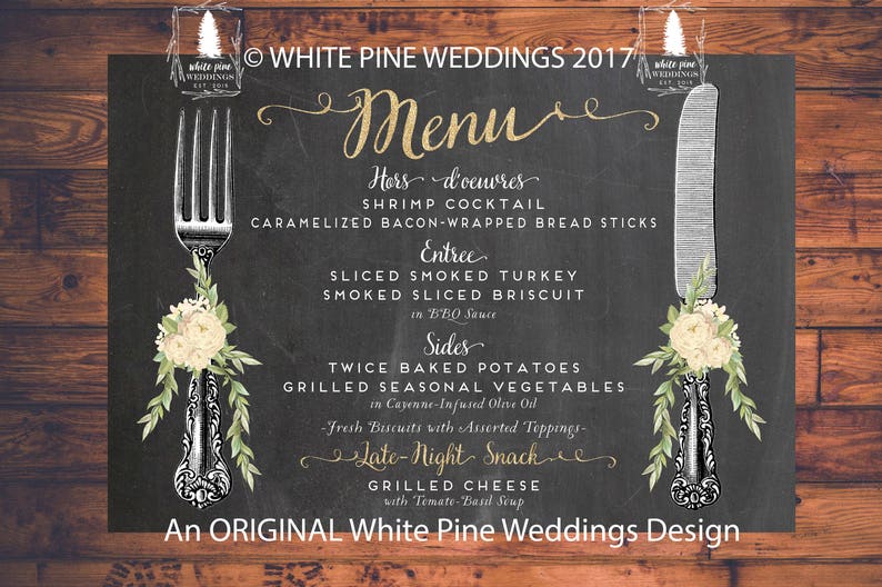 Wedding Dinner Menu Wedding Menu Cards Wedding Reception Etsy