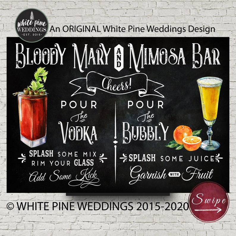 Bloody Mary and Mimosa Bar Sign Printable Mimosa Brunch - Etsy España