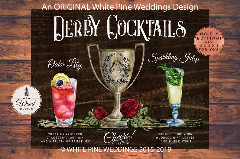 Kentucky Derby Signature Drinks Kentucky Derby Drink Sign Etsy