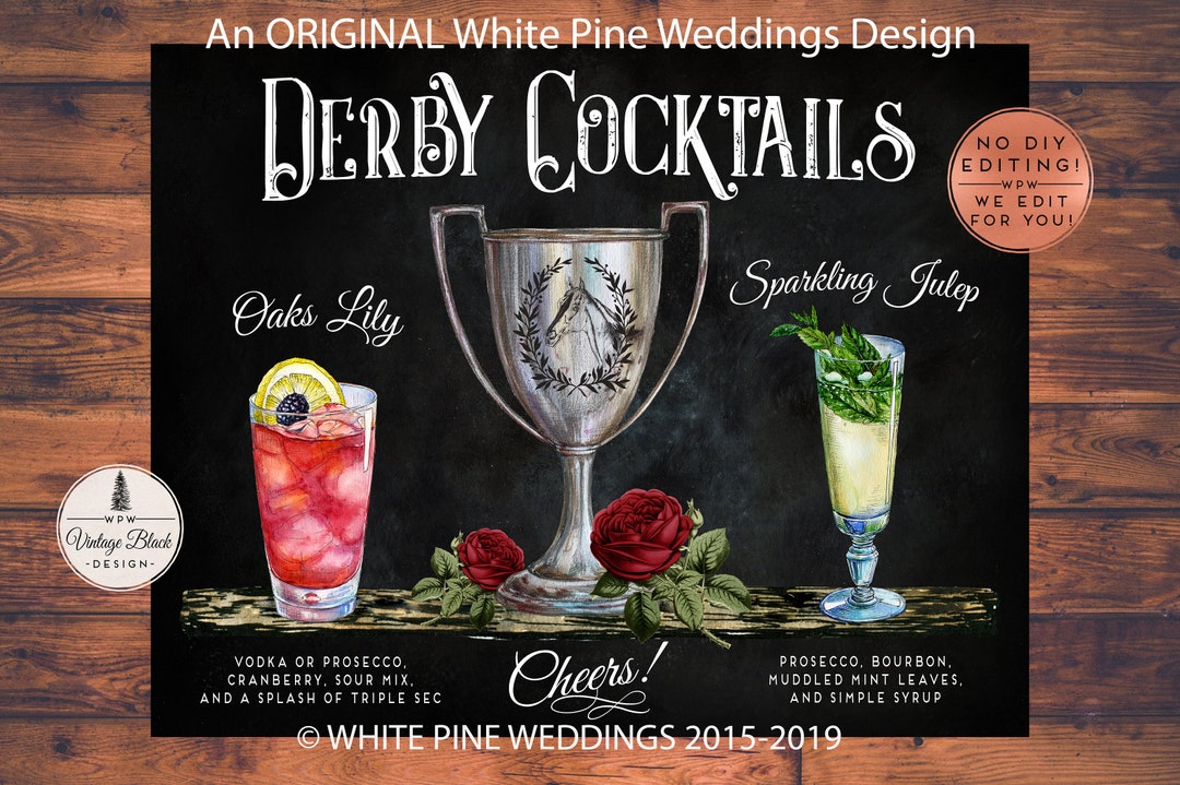 Kentucky Derby Signature Drinks Kentucky Derby Drink Sign Etsy