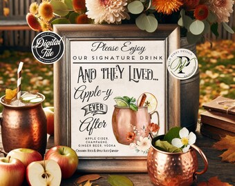 Apple Cider Drink, Apple Mule, Signature Drink, Fall Wedding, Bridal Shower, Autumn Wedding, Fall Florals, Terracotta, Dusty Peach, Rust