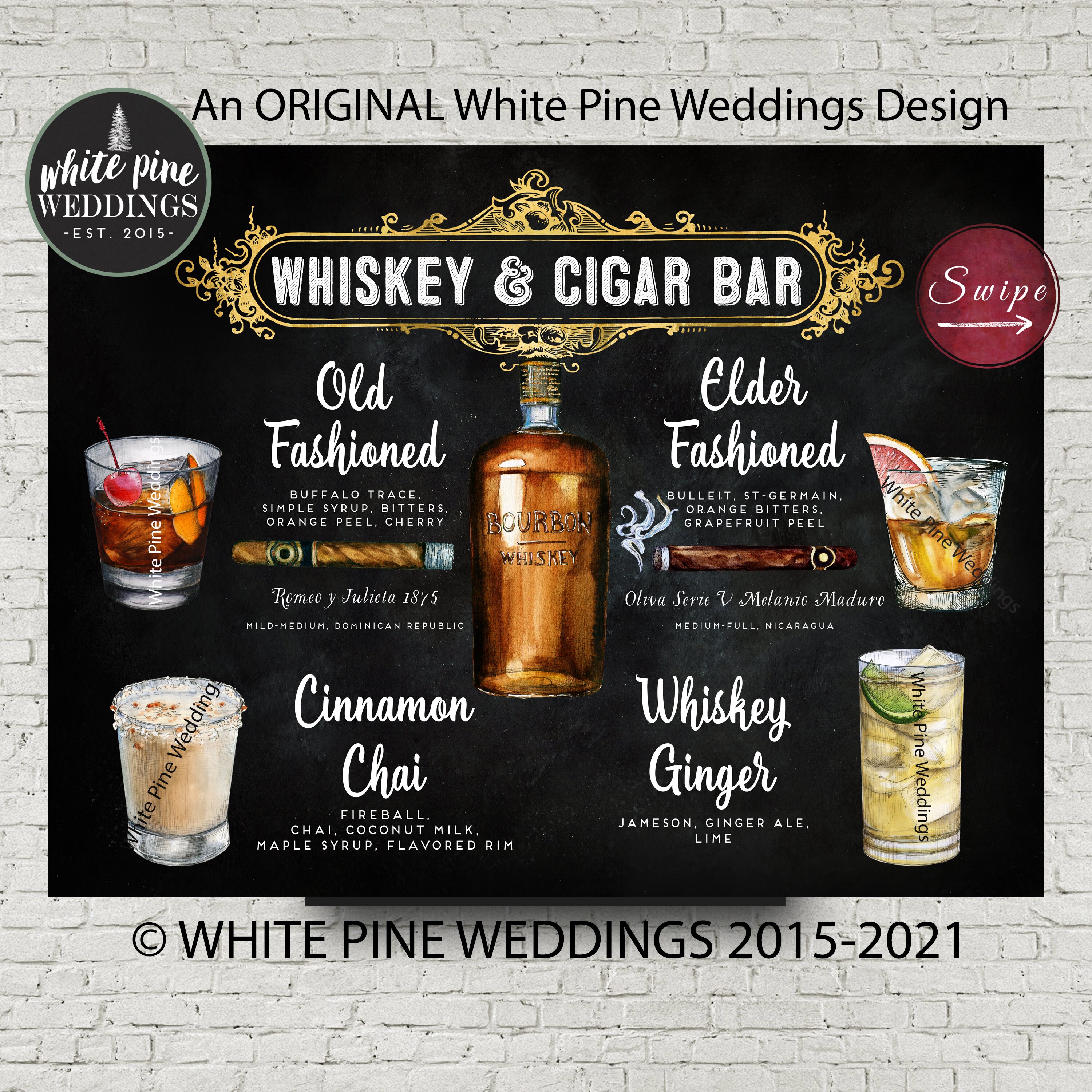 Whiskey Cigar Bar Sign Printable Bourbon Bar Sign Birthday Etsy