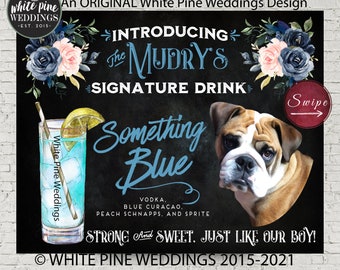 Pet Signature Drink Sign Printable, Pet Cocktail Sign, Drink Sign with Pet, Something Blue, Couples Drink Sign, His Hers Signature Drinks