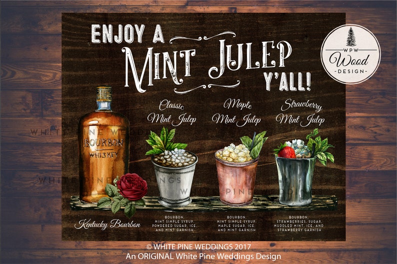 Mint Julep Drink Sign Kentucky Derby Drink Sign Mint Julep Etsy