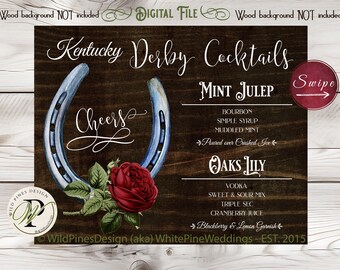 Mint Julep Drink Sign, Kentucky Derby 145 years, Signature Drink sign, Mint Julep Bar sign, Kentucky Derby Cocktails, Kentucky Derby Party