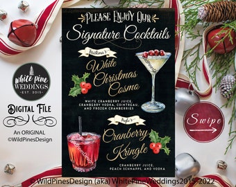 Christmas Signature Drink Sign, Christmas Cocktail, Winter Wedding, Holiday Drink Sign, Holiday Cocktail, Holiday Party, Christmas Wedding