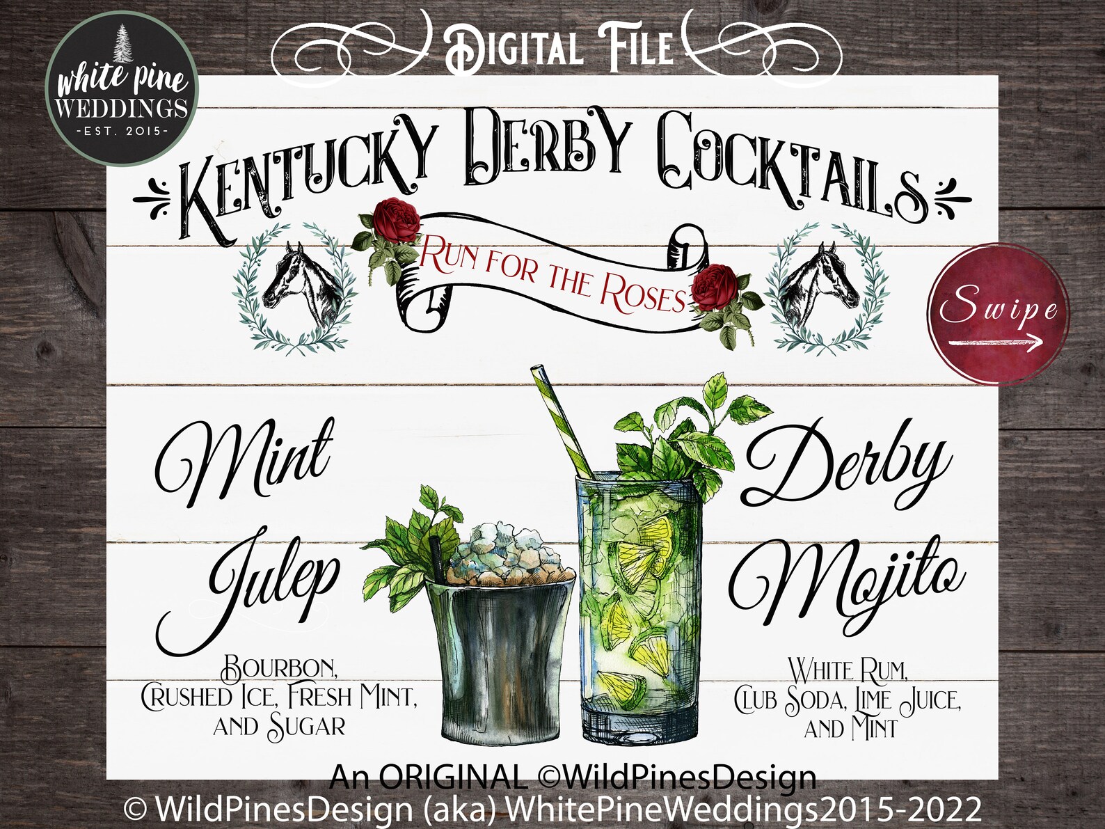 Printable Kentucky Derby Drink Sign Kentucky Derby Cocktails Etsy