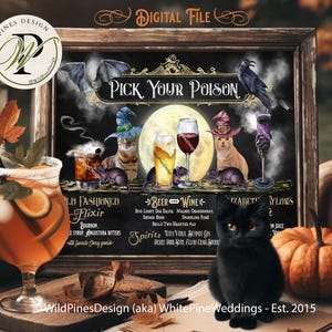 Halloween Drink Sign Printable, Pet Drink Sign, Halloween Bar Menu, Halloween Cocktail Party Drinks, Gothic Halloween Wedding, Spooky, Fun