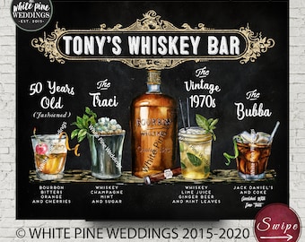 Whiskey Bar Sign, Cigar Bar sign, Whiskey and Cigar Bar sign, Bourbon Bar Sign, Wedding Signature Drinks, Whiskey Bar Menu, Cocktail Bar