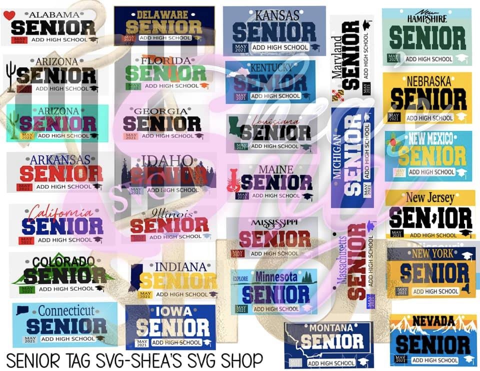 Download Senior State Tags Bundle Senior Custom License Plate Svg | Etsy