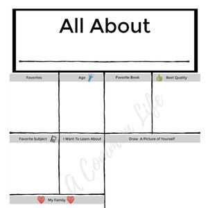 All About Me Printable || First Day of School Printable