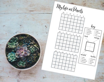 My Life In Pixels, Mood Tracker, Habit Tracker, Planner Page, Planner