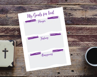 My Goals for Lent Printable || Lent Goal Tracker || Catholic Lent Printable