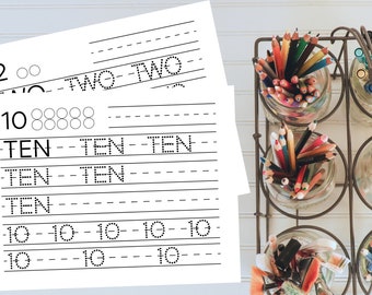 Number Tracing Pages for Preschool, Kindergarten|| INSTANT DOWNLOAD Learn to Write, Tracing Sheet, Educational, Printable
