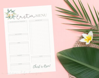 Christian Easter Menu Planner, Religious Easter Dinner Planner, Printable, Catholic Easter Meal Plans, Grocery List, Instant Download