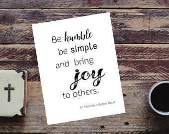 Simplicity Inspirational Print || INSTANT DOWNLOAD, art print, decor, saint quote, minimal