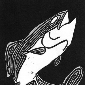 Random Fish Linocut print
