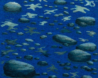 Moonlit Wool Tapestry – Abstract Waterscape Fiber Art