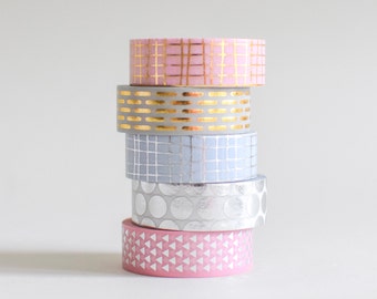 Metallic Washi tape, gold masking tape, confetti washi tape, silver masking tape
