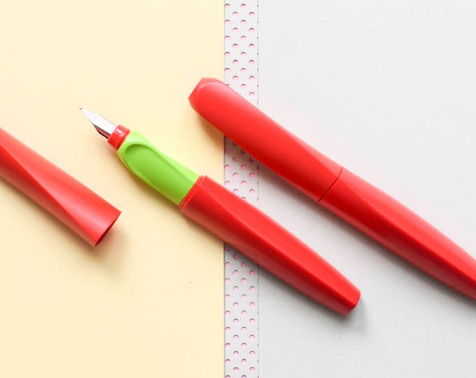 Red Fountain Pen, Pelikan Fountain Pen, Left Handers Pen, Leftie