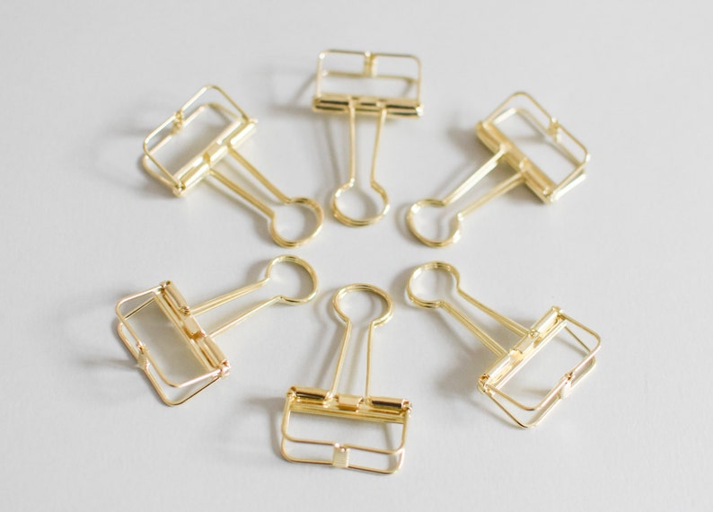 6 Gold Bulldog Wire Clips Foldback Clips Metal Clips gold Etsy