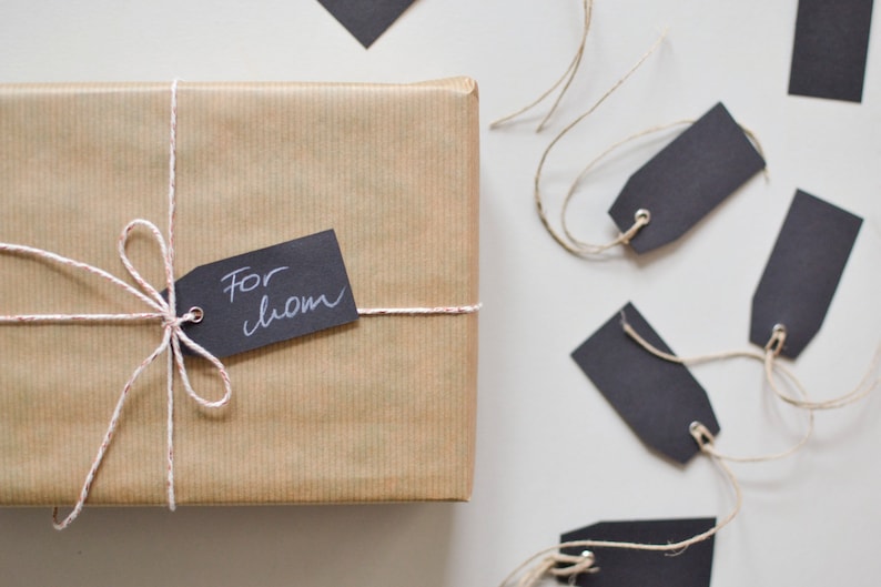 10 black paper tags chalkboard paper parcel tags paper parcel tags black gift tags small