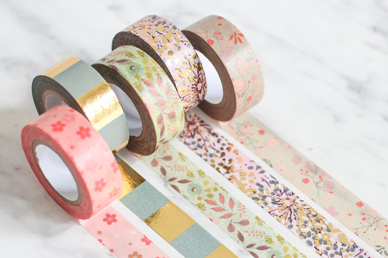 Washi tape set Flower washi tape Floral washi tape blossoms Etsy