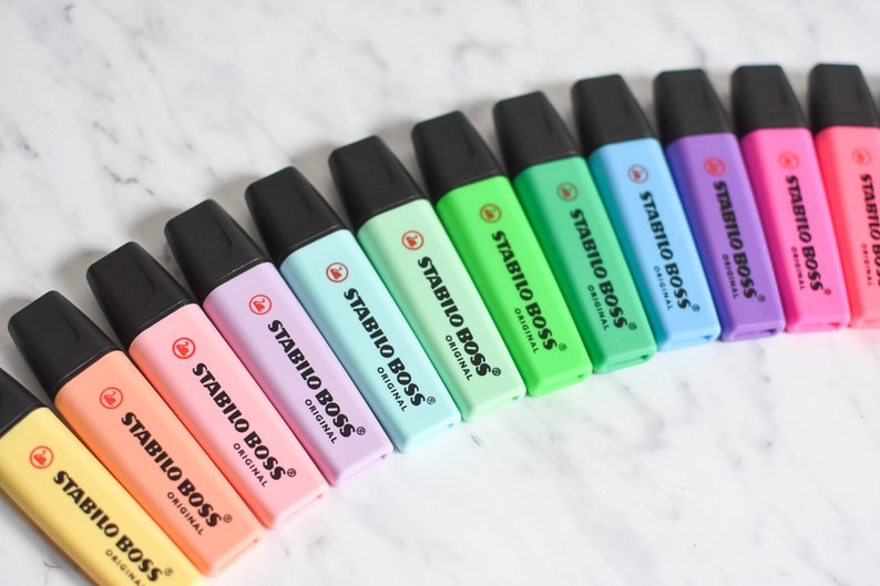 15 Stabilo Boss Pastel highlighters in desk set Etsy