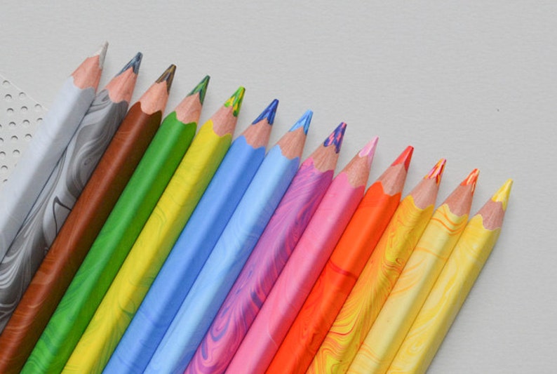 Marbled colored pencils marbleized pencils crayons multi-colored multi-color Koh-i-noor Magic